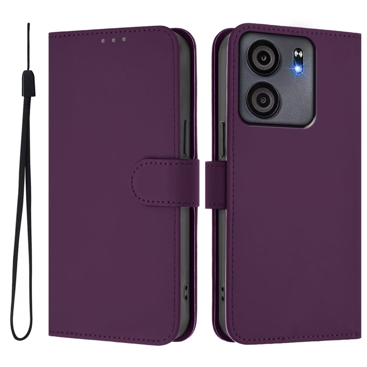 For BLU View 5 Skin Feel Solid Color Leather Phone Case with Lanyard