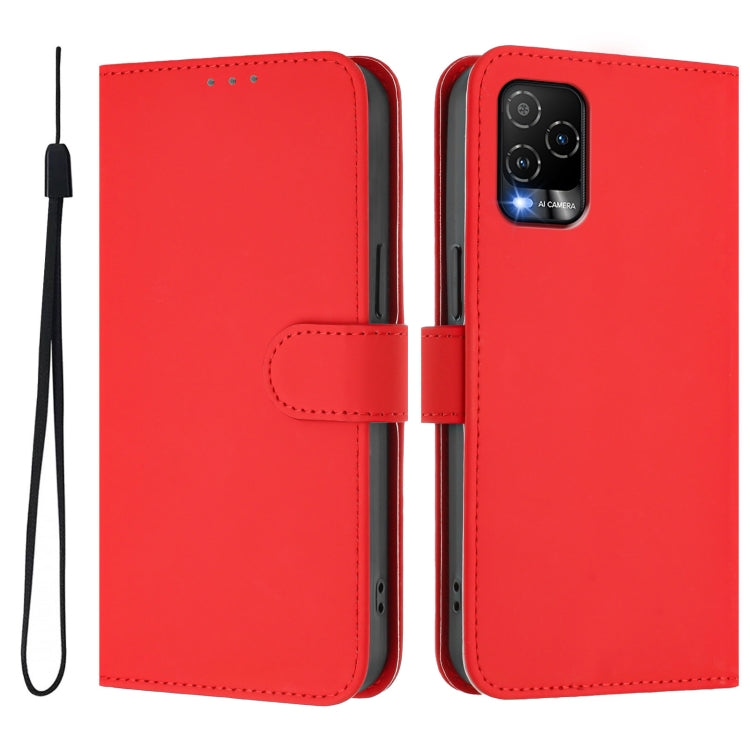 For BLU View 5 Pro Skin Feel Solid Color Leather Phone Case with Lanyard