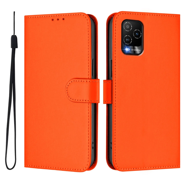 For BLU View 5 Pro Skin Feel Solid Color Leather Phone Case with Lanyard