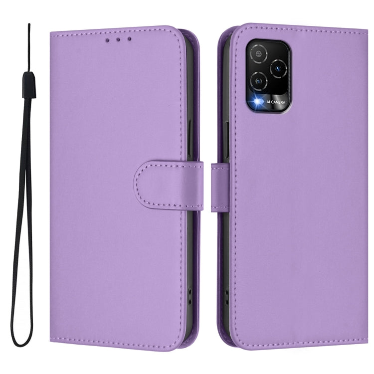 For BLU View 5 Pro Skin Feel Solid Color Leather Phone Case with Lanyard