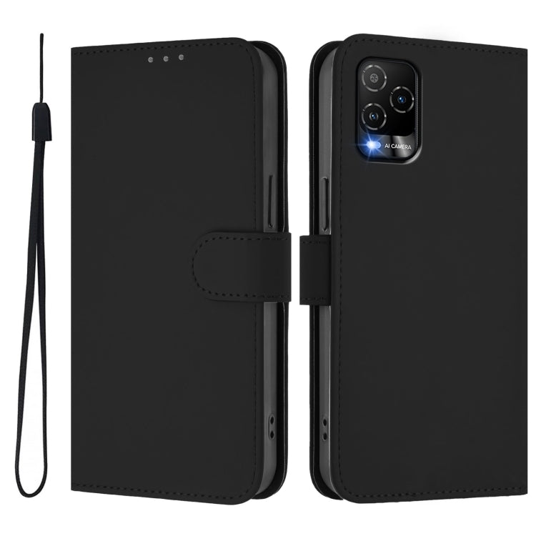 For BLU View 5 Pro Skin Feel Solid Color Leather Phone Case with Lanyard
