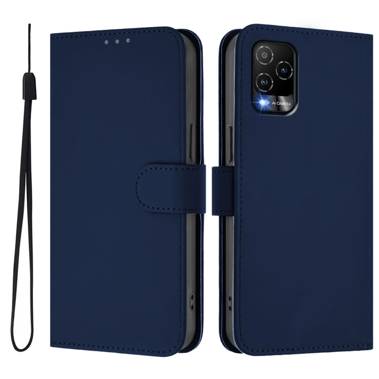 For BLU View 5 Pro Skin Feel Solid Color Leather Phone Case with Lanyard