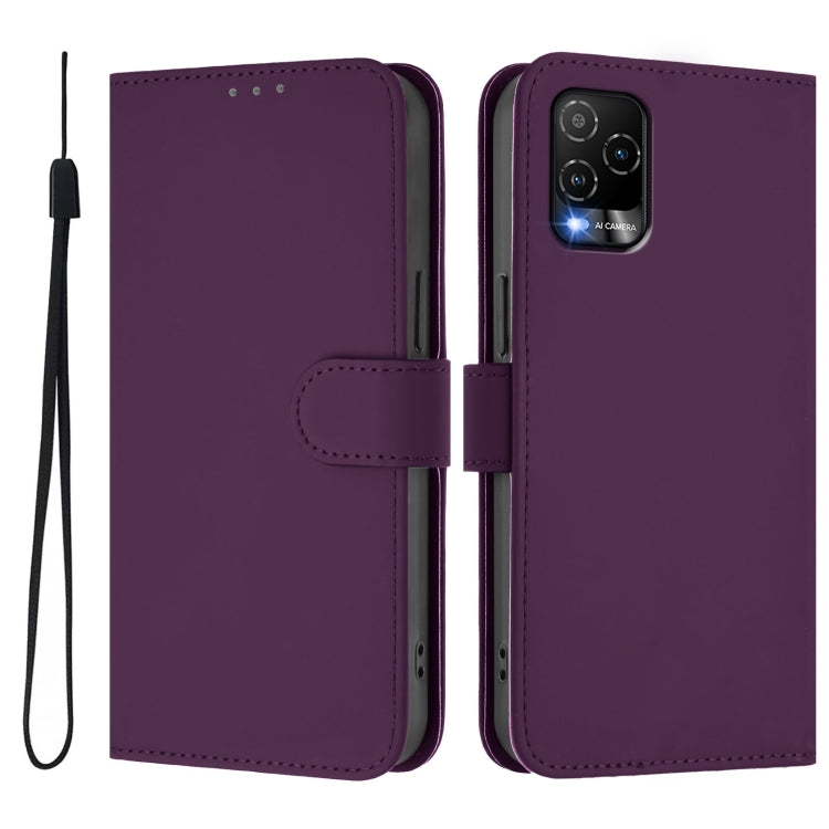 For BLU View 5 Pro Skin Feel Solid Color Leather Phone Case with Lanyard