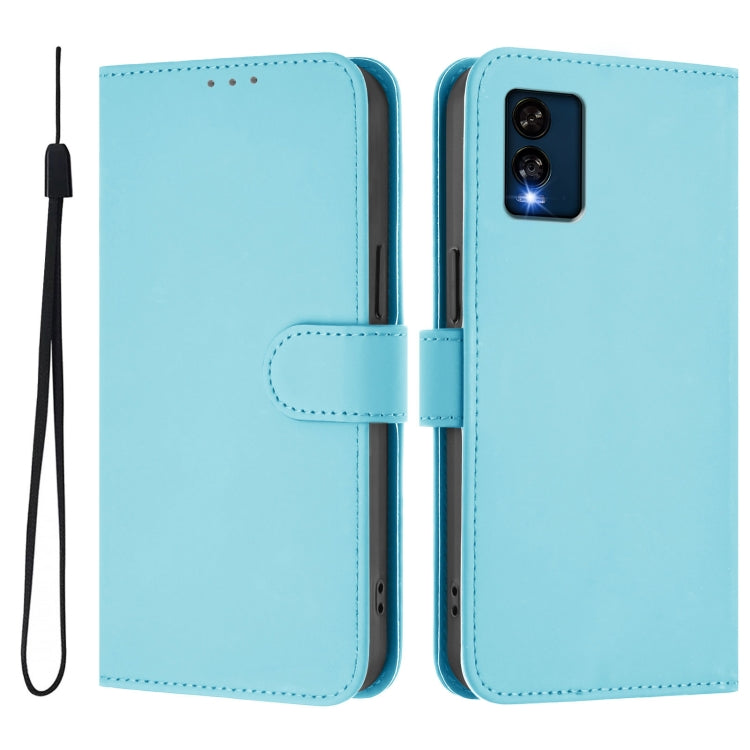 For BLU View Speed Skin Feel Solid Color Leather Phone Case with Lanyard