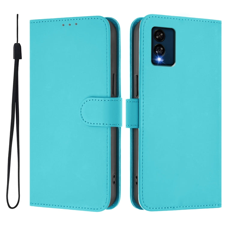 For BLU View Speed Skin Feel Solid Color Leather Phone Case with Lanyard