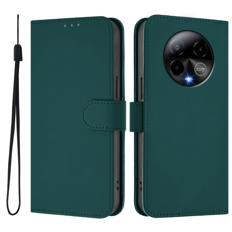For BLU Bold K50 Skin Feel Solid Color Leather Phone Case with Lanyard