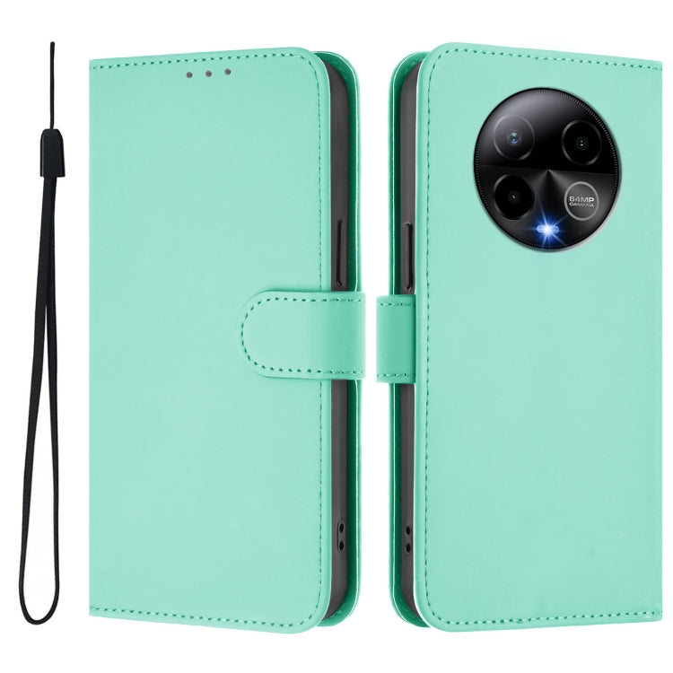 For BLU Bold K50 Skin Feel Solid Color Leather Phone Case with Lanyard