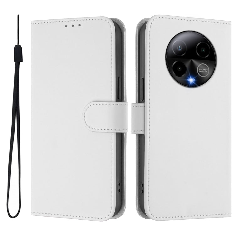 For BLU Bold K50 Skin Feel Solid Color Leather Phone Case with Lanyard