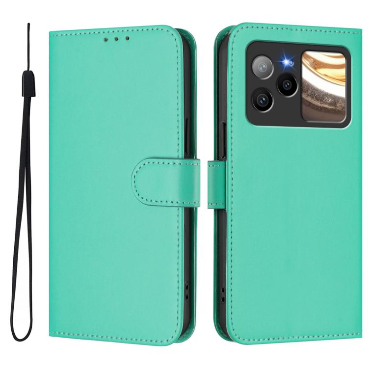 For BLU Bold N4 Skin Feel Solid Color Leather Phone Case with Lanyard