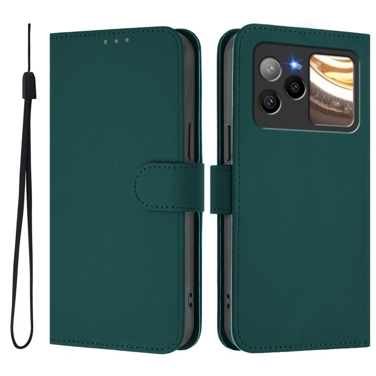 For BLU Bold N4 Skin Feel Solid Color Leather Phone Case with Lanyard