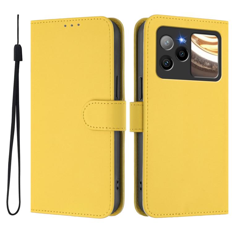 For BLU Bold N4 Skin Feel Solid Color Leather Phone Case with Lanyard
