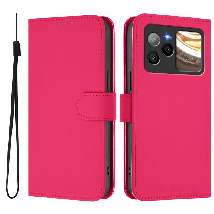 For BLU Bold N4 Skin Feel Solid Color Leather Phone Case with Lanyard