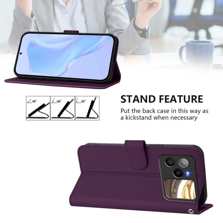 For BLU Bold N4 Skin Feel Solid Color Leather Phone Case with Lanyard