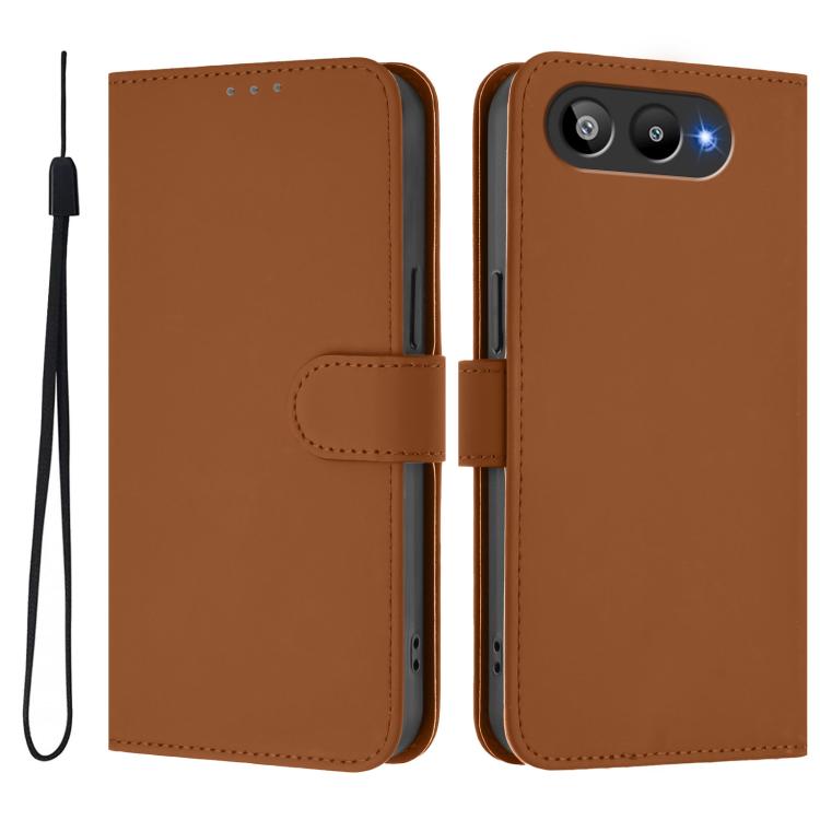 For BLU G95 Skin Feel Solid Color Leather Phone Case with Lanyard
