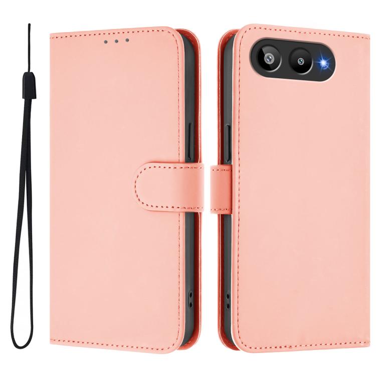 For BLU G95 Skin Feel Solid Color Leather Phone Case with Lanyard