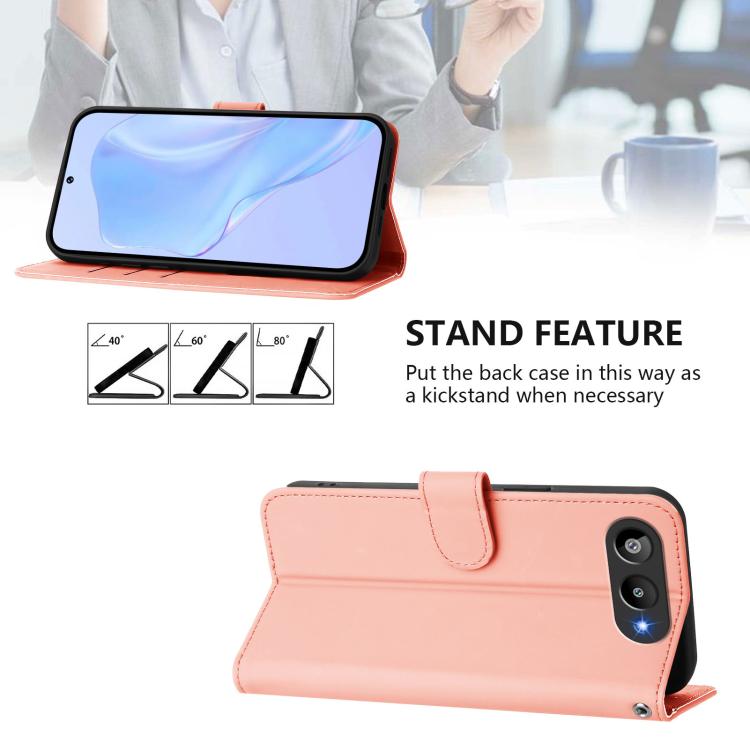 For BLU G95 Skin Feel Solid Color Leather Phone Case with Lanyard