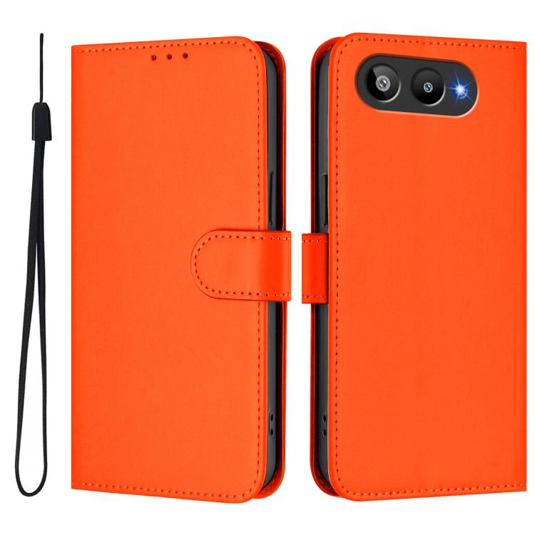 For BLU G95 Skin Feel Solid Color Leather Phone Case with Lanyard