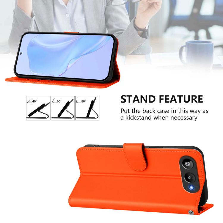 For BLU G95 Skin Feel Solid Color Leather Phone Case with Lanyard