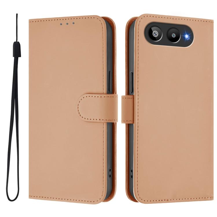 For BLU G95 Skin Feel Solid Color Leather Phone Case with Lanyard