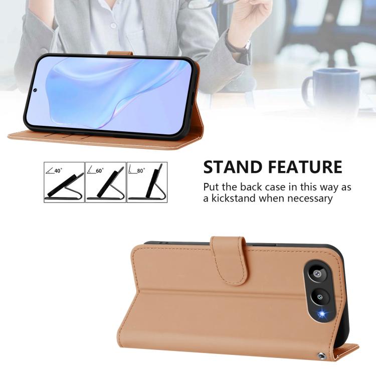 For BLU G95 Skin Feel Solid Color Leather Phone Case with Lanyard