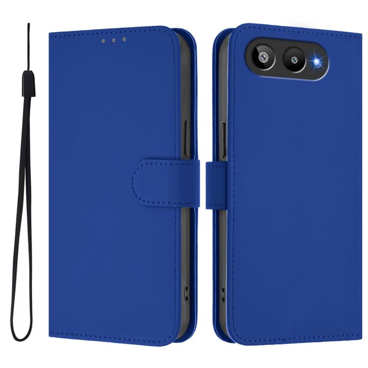 For BLU G95 Skin Feel Solid Color Leather Phone Case with Lanyard