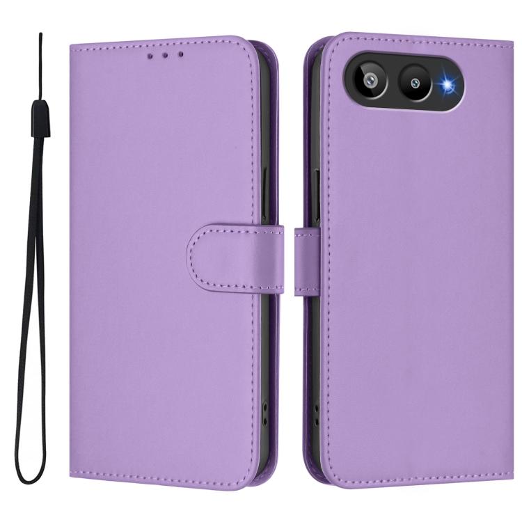 For BLU G95 Skin Feel Solid Color Leather Phone Case with Lanyard