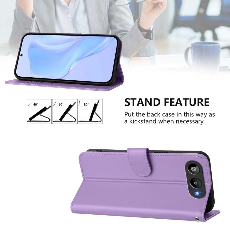 For BLU G95 Skin Feel Solid Color Leather Phone Case with Lanyard