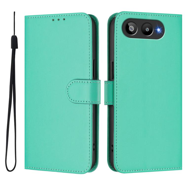 For BLU G95 Skin Feel Solid Color Leather Phone Case with Lanyard