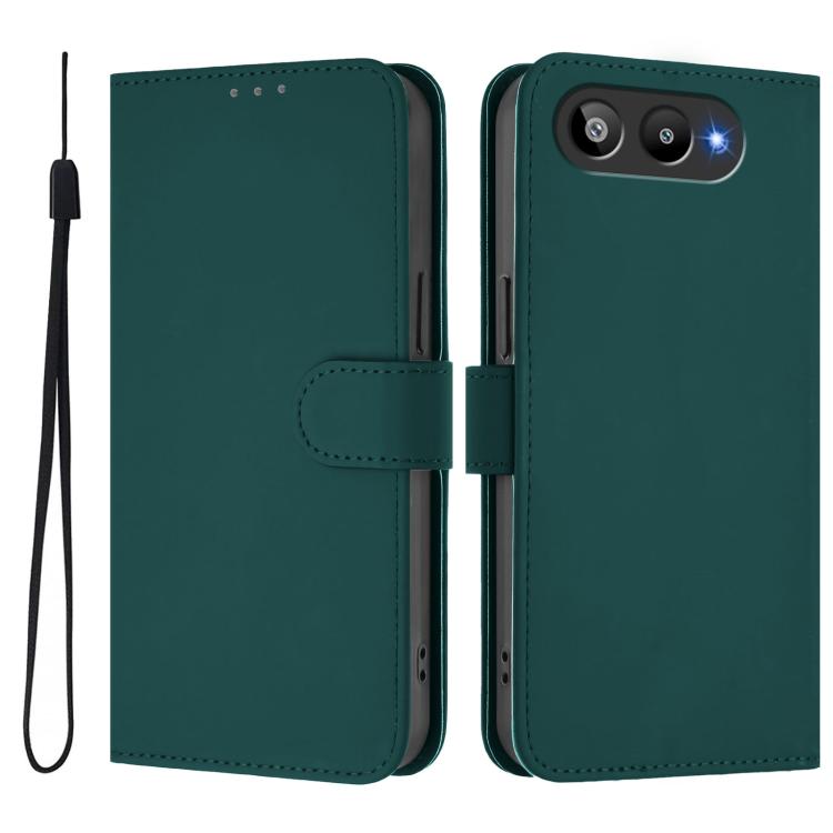 For BLU G95 Skin Feel Solid Color Leather Phone Case with Lanyard