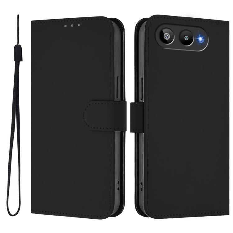 For BLU G95 Skin Feel Solid Color Leather Phone Case with Lanyard