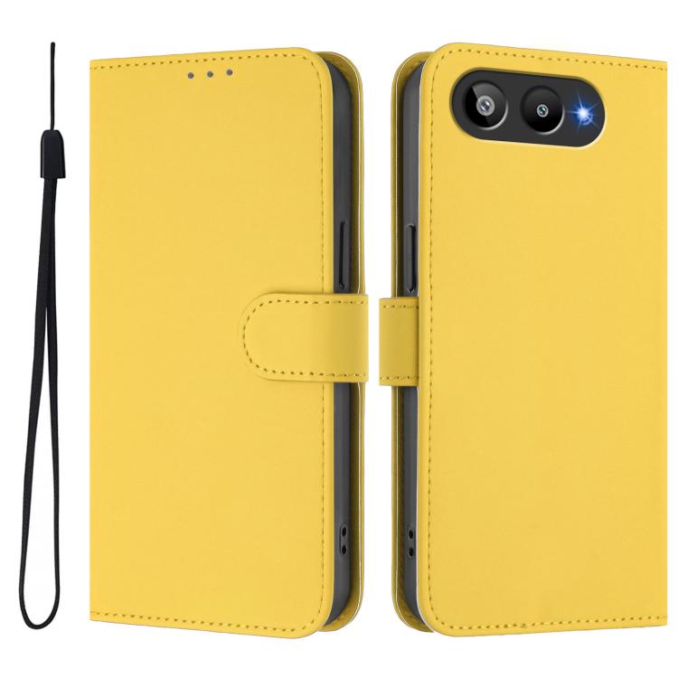 For BLU G95 Skin Feel Solid Color Leather Phone Case with Lanyard