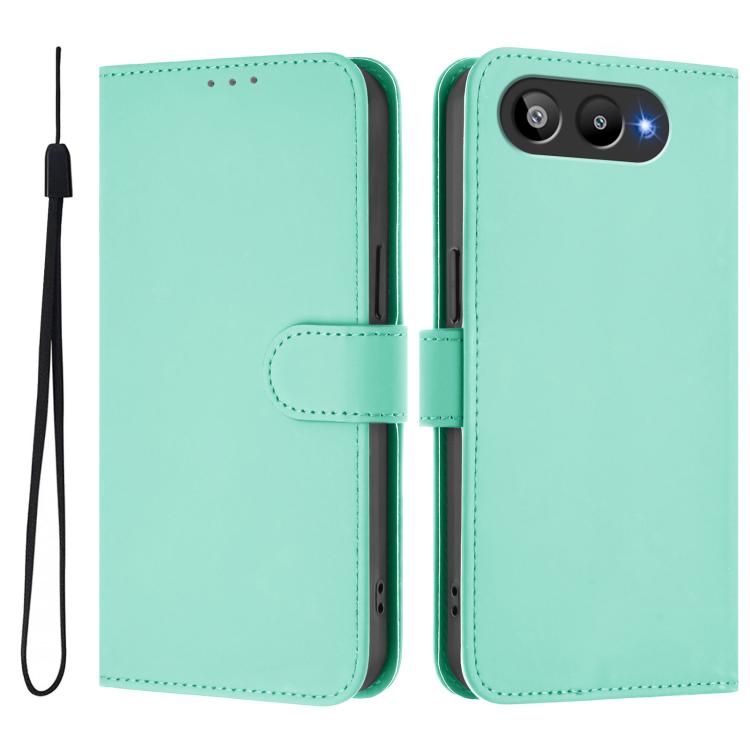 For BLU G95 Skin Feel Solid Color Leather Phone Case with Lanyard