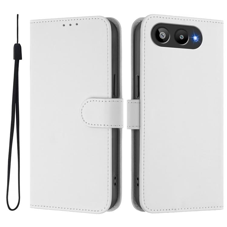 For BLU G95 Skin Feel Solid Color Leather Phone Case with Lanyard
