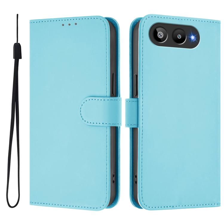 For BLU G95 Skin Feel Solid Color Leather Phone Case with Lanyard