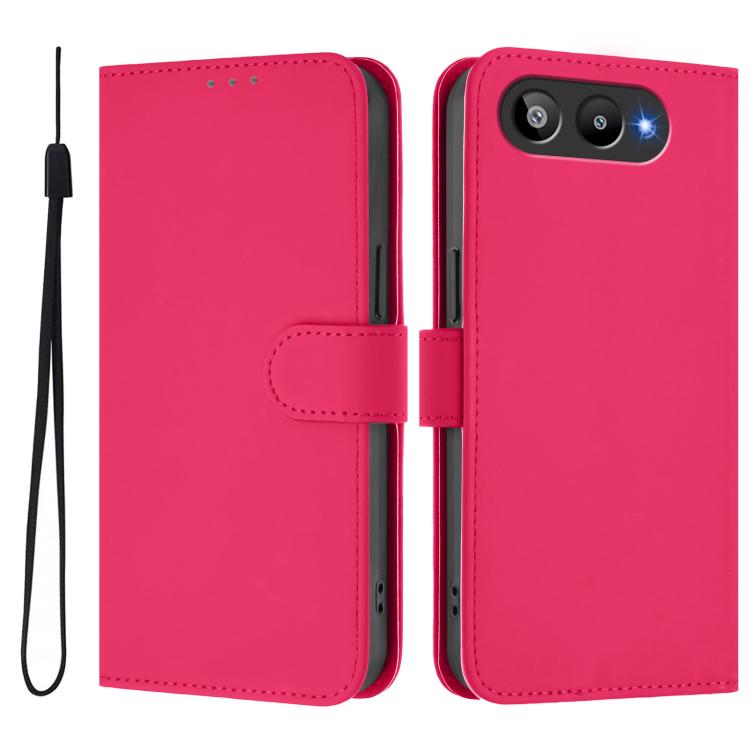 For BLU G95 Skin Feel Solid Color Leather Phone Case with Lanyard