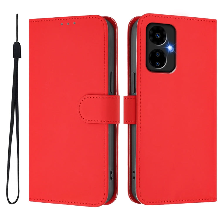For Boost MobIle Celero 5G 2024 / 3 5G Skin Feel Solid Color Leather Phone Case with Lanyard