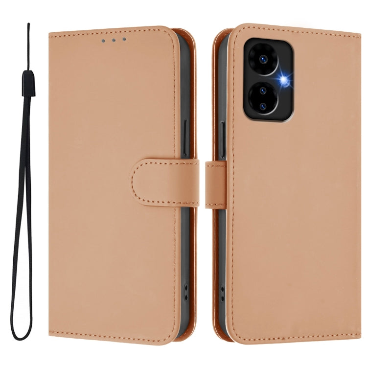 For Boost MobIle Celero 5G 2024 / 3 5G Skin Feel Solid Color Leather Phone Case with Lanyard