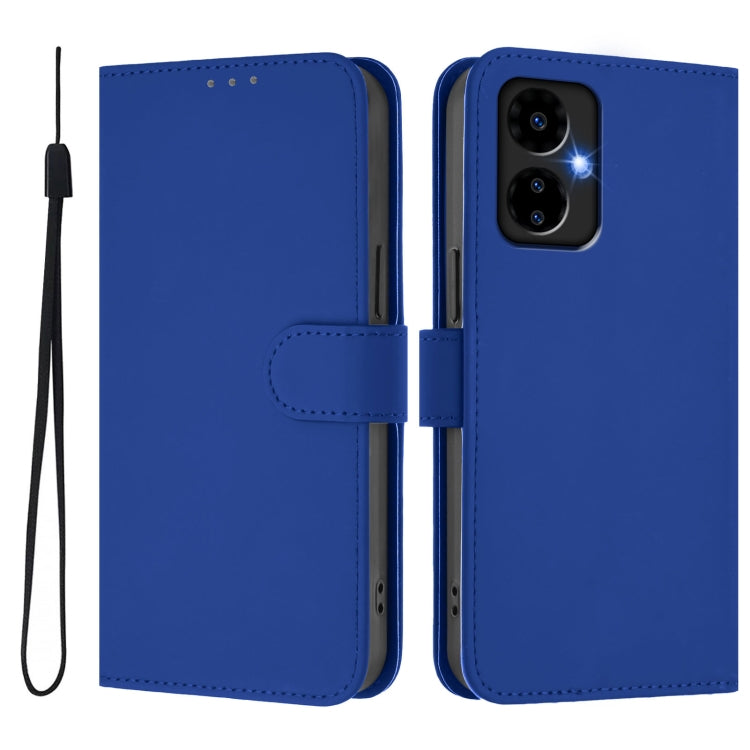 For Boost MobIle Celero 5G 2024 / 3 5G Skin Feel Solid Color Leather Phone Case with Lanyard