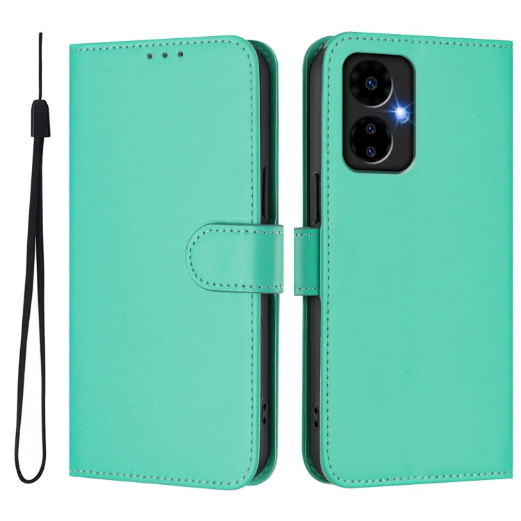 For Boost MobIle Celero 5G 2024 / 3 5G Skin Feel Solid Color Leather Phone Case with Lanyard