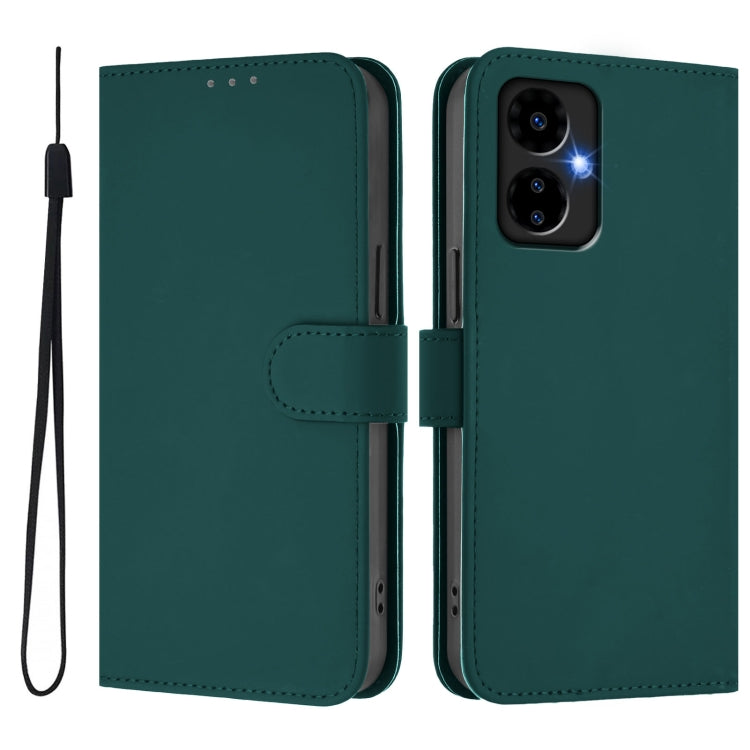For Boost MobIle Celero 5G 2024 / 3 5G Skin Feel Solid Color Leather Phone Case with Lanyard