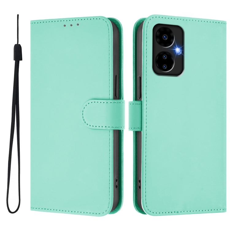 For Boost MobIle Celero 5G 2024 / 3 5G Skin Feel Solid Color Leather Phone Case with Lanyard