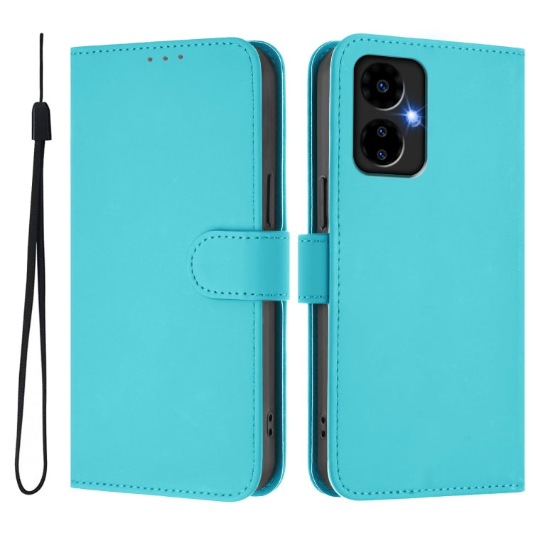 For Boost MobIle Celero 5G 2024 / 3 5G Skin Feel Solid Color Leather Phone Case with Lanyard