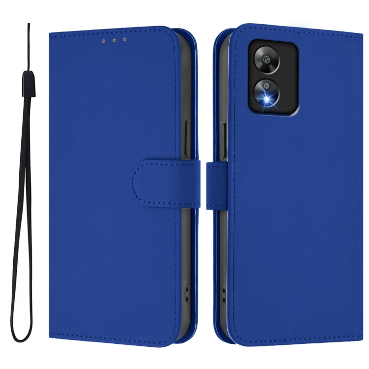 For Boost MobIle Celero 5G SC Skin Feel Solid Color Leather Phone Case with Lanyard