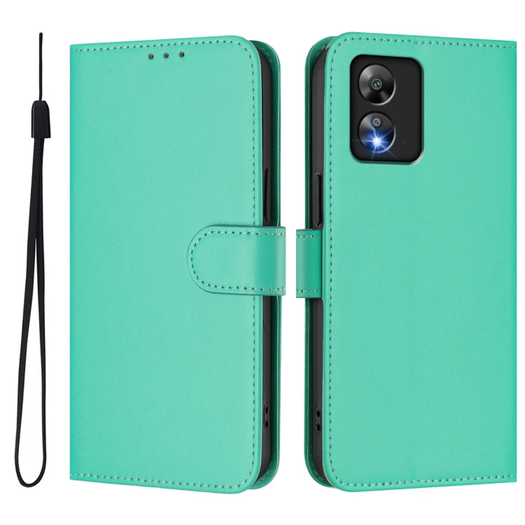 For Boost MobIle Celero 5G SC Skin Feel Solid Color Leather Phone Case with Lanyard