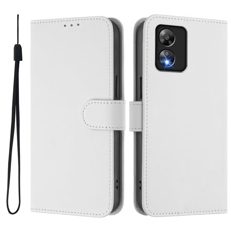 For Boost MobIle Celero 5G SC Skin Feel Solid Color Leather Phone Case with Lanyard
