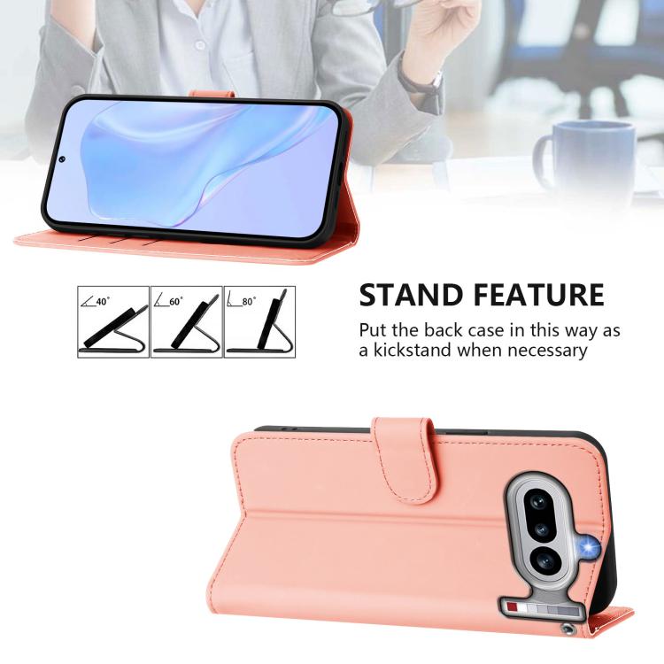 For Nothing Phone 4a Skin Feel Solid Color Leather Phone Case with Lanyard