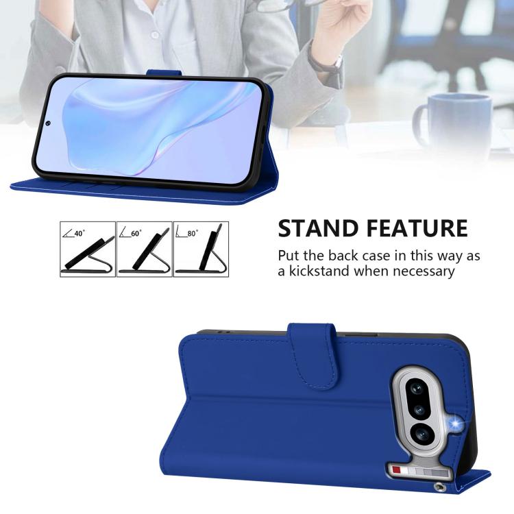 For Nothing Phone 4a Skin Feel Solid Color Leather Phone Case with Lanyard