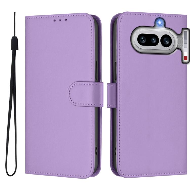 For Nothing Phone 4a Skin Feel Solid Color Leather Phone Case with Lanyard