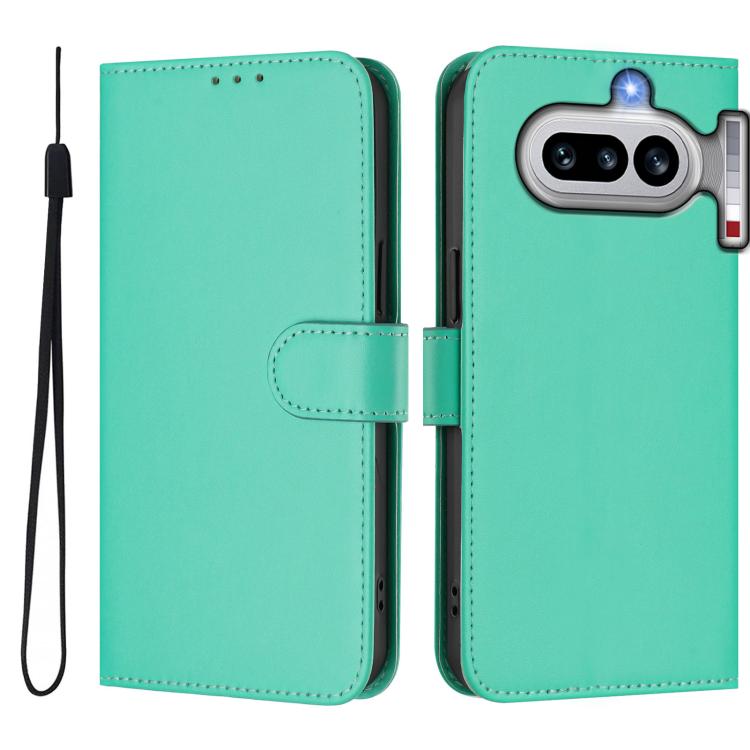 For Nothing Phone 4a Skin Feel Solid Color Leather Phone Case with Lanyard