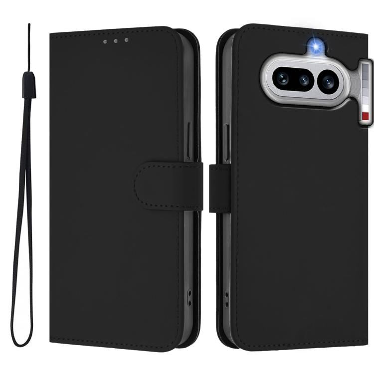 For Nothing Phone 4a Skin Feel Solid Color Leather Phone Case with Lanyard